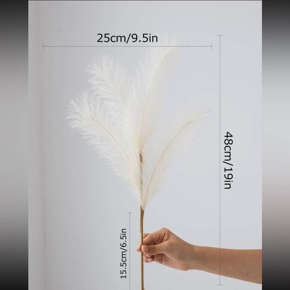 Faux pampas grass flower plant home decor cream white - Picture 5 of 5
